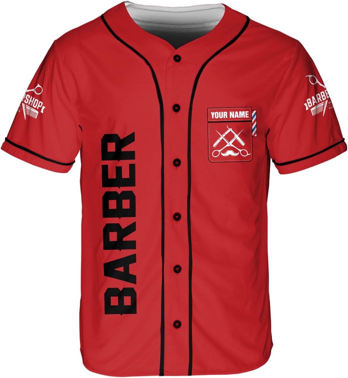 Personalized Barber Shop Baseball Jersey, Hairdresser Jersey, Barber Tools Hat