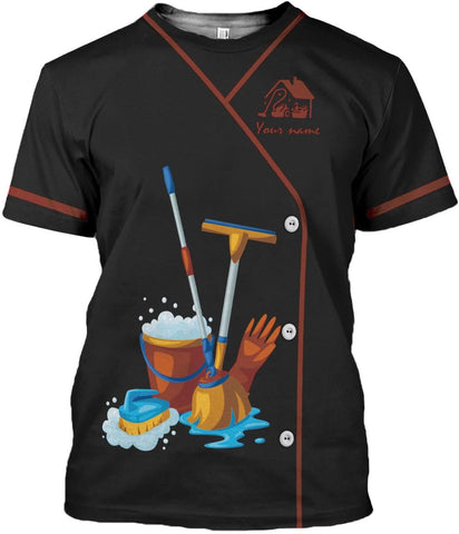 Custom 3D Housekeeping Shirt for Women Men Personalized Cleaning Outfit Gift Housekeeper Cleaner Tshirt Housekeeping Uniform