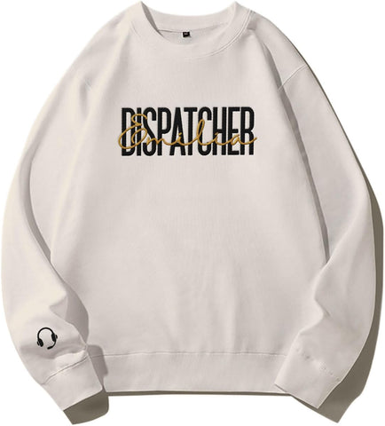 Leeprints Personalized Embroidered Dispatcher 911 Sweatshirt, Pulse Dispatch Embroider Hoodie, Thin Gold Line 911