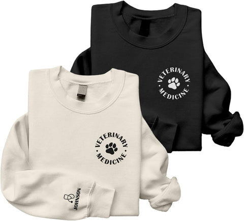 Leeprints Personalized Embroiderd Veterinary Medicine Sweatshirt - Vet Tech Sweater, Veterinarian Gift, Vet Med Staff Gifts