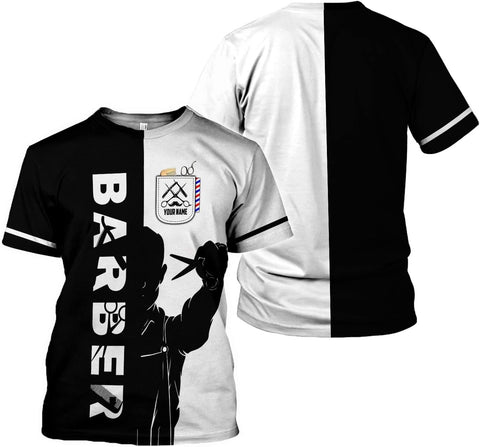 Vybonz Personalized Barber Gift for Barber 3D All Over Printed Shirts Gift for Men & Women Hair Stylist Shirt Gift Barbershop