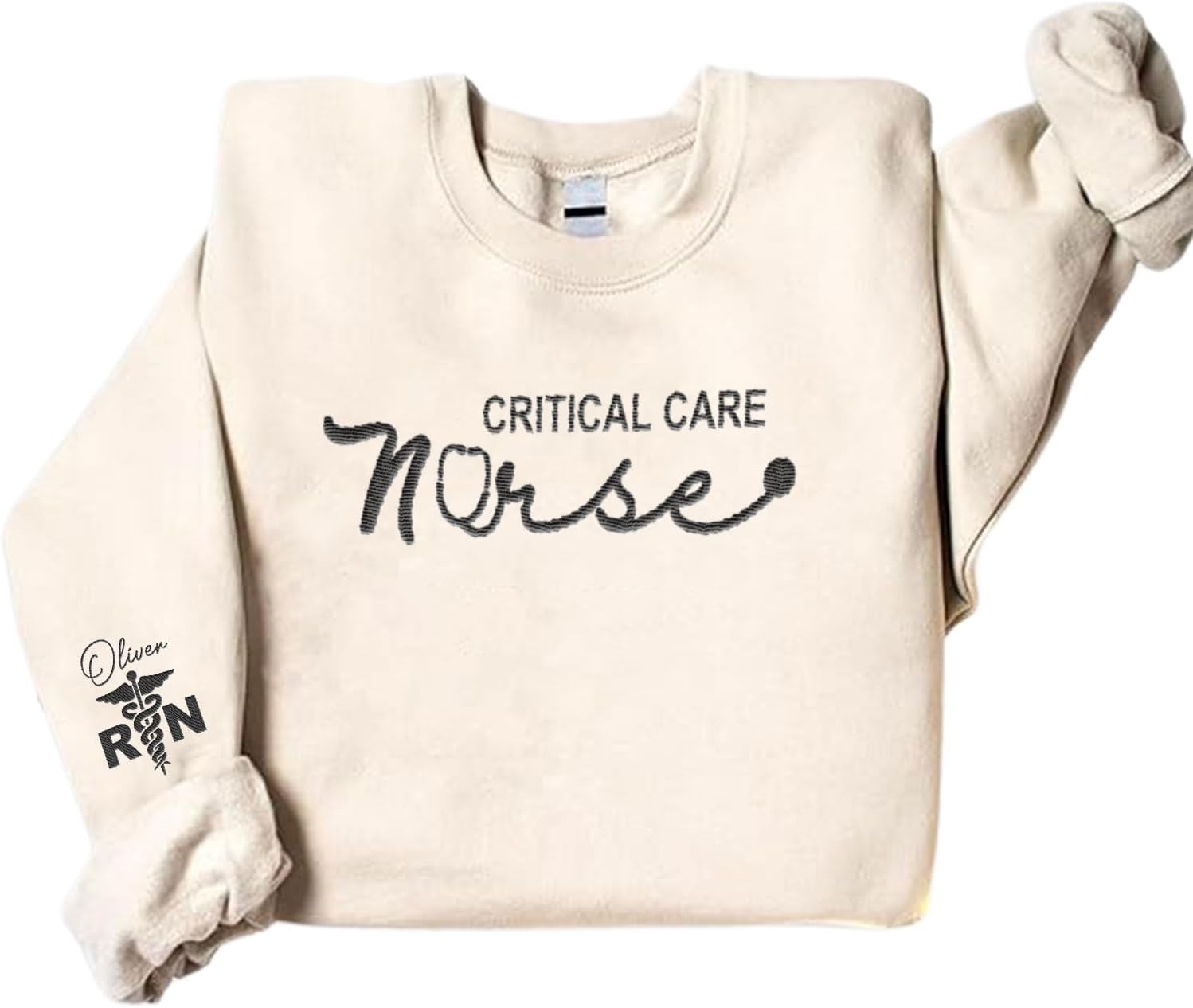 Suseaz Personalized Embroidered Nurse Sweatshirt, Custom Name Nurse Sweatshirt, Gift For Nurse, Women, Nursing School Shirt