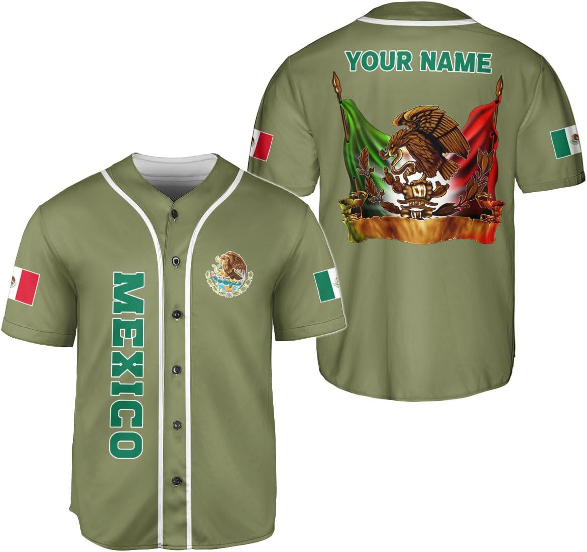 RoyalBro Personalized Mexico Baseball Jersey, Mexican Jersey for Men & Women, Mexican Flag Jersey, Mexico Shirt Camisas