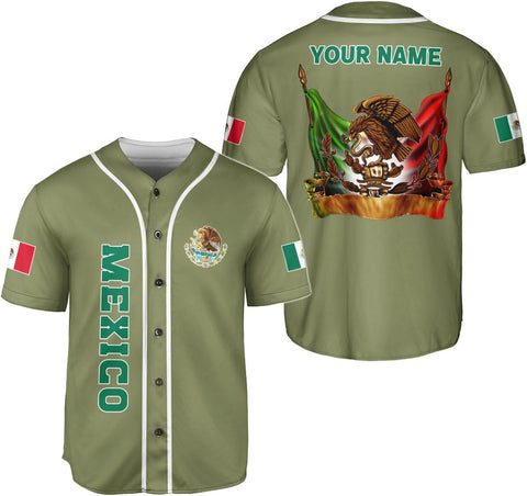 RoyalBro Personalized Mexico Baseball Jersey, Mexican Jersey for Men & Women, Mexican Flag Jersey, Mexico Shirt Camisas
