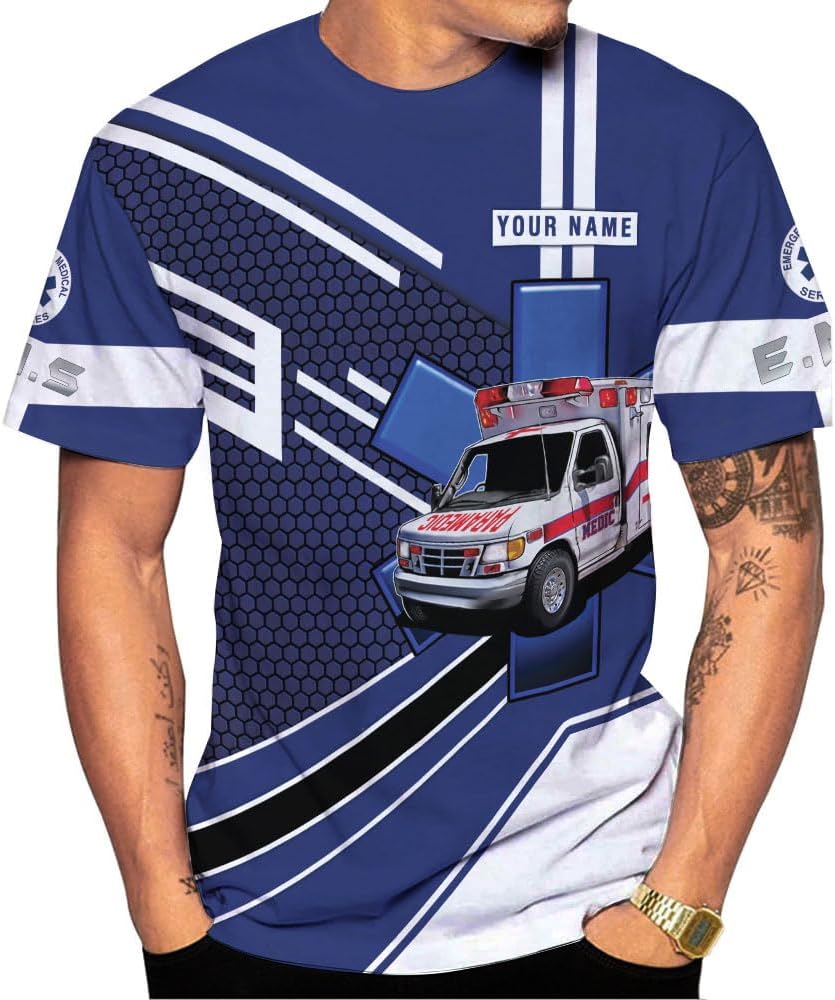 Podagree Personalized EMT Shirt, EMS Shirt, Customized EMS Shirts,EMT Paramedic Uniform Emergency Medical Technician Shirts