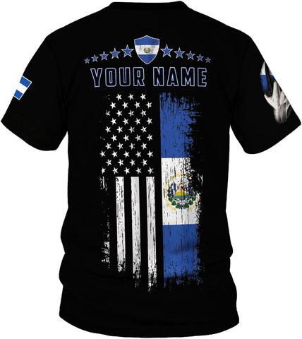 Ligthuy Personalized Name El Salvador Shirt 3D, El Salvador Flag Shirt for Men Women, Unisex T-Shirts S-5XL