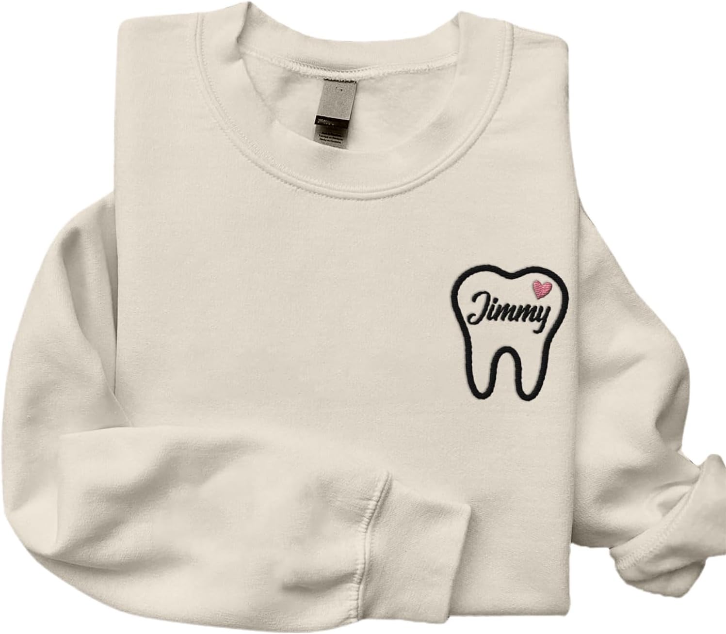 Personalized Dental Assistant Dental Hygienist Embroidered Sweatshirt Crew Neck Smile Dental Teeth Dentist Shirt Long Sleeve