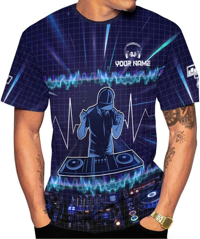 MAPrints Personalized DJ 3D T-Shirts, Custom Name DJ 3D Tee, EDM Music Festival Clothing, DJ Gift Birthday, DJ Gifts for Men