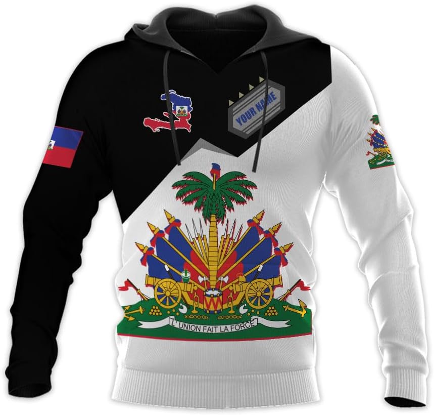 Vybonz Personalized Haiti Zip Hoodie - Men & Women Haitian Pride Coat Of Arms Hoodie