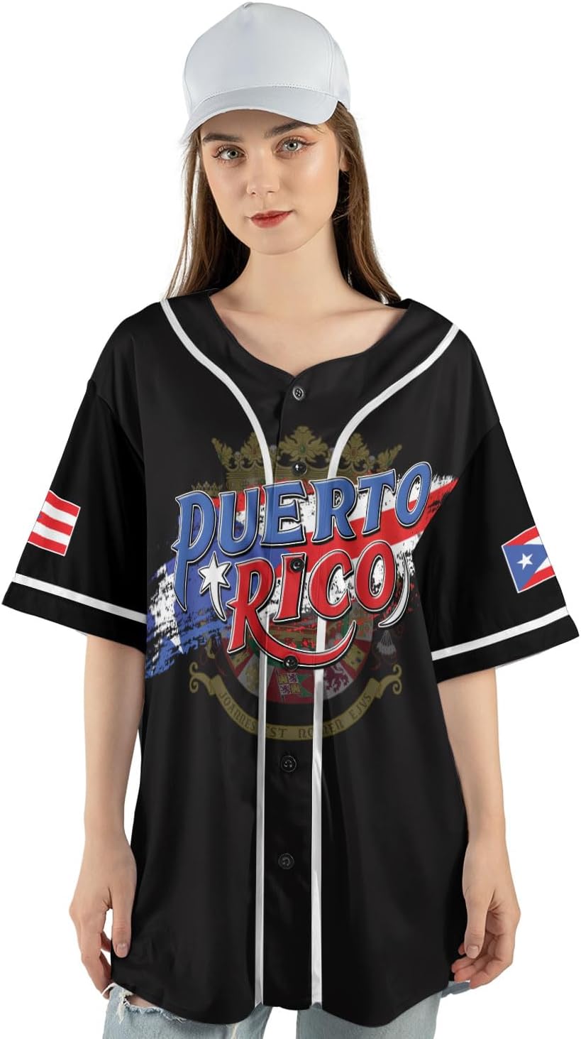 Personalized Puerto Rico Baseball Shirt,Customized Team Name Puerto Rican Baseball Jersey for Men,Women S-5XL