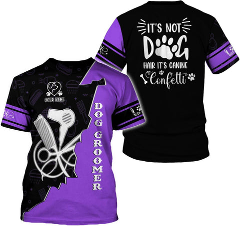 Suseaz Personalized Dog Grooming 3D Shirt, Pet Spa Short Sleeve T-Shirt Cute Pet Grooming Tshirt for Women and Men Groomer