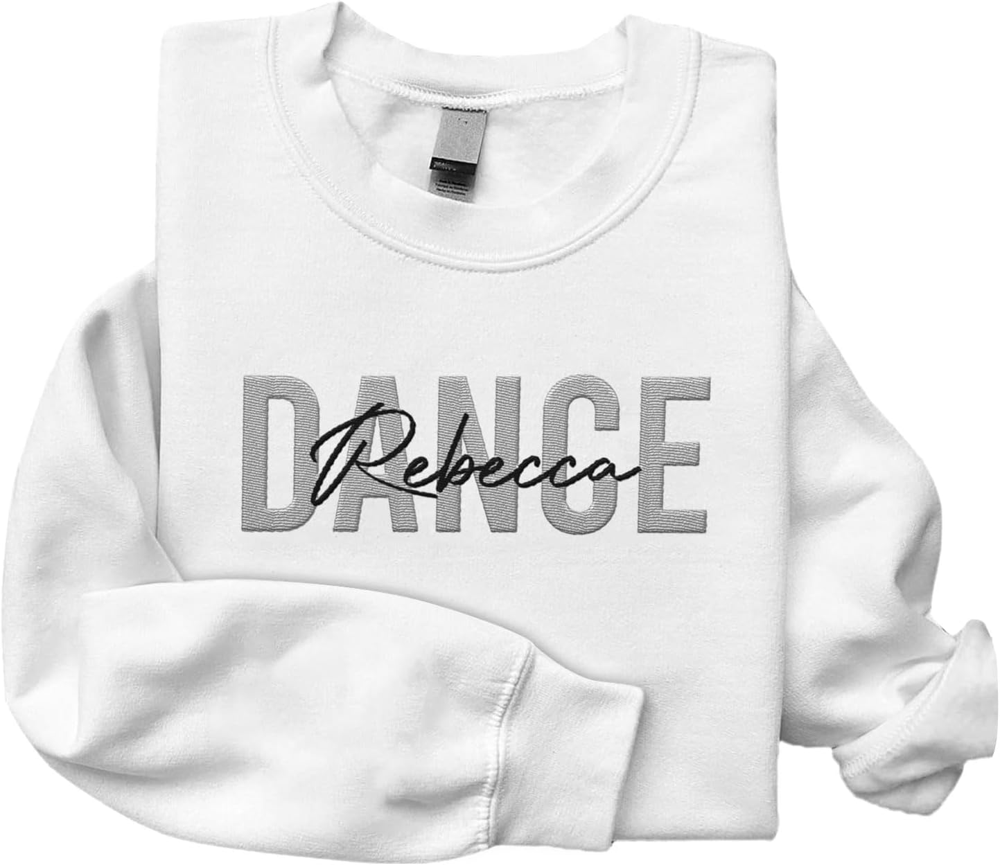 Custom Dance Embroidered Sweatshirt Women Long Sleeve Dancer Gift Shirts Crew Neck Casual Graphic Dance Mom Pullover Top