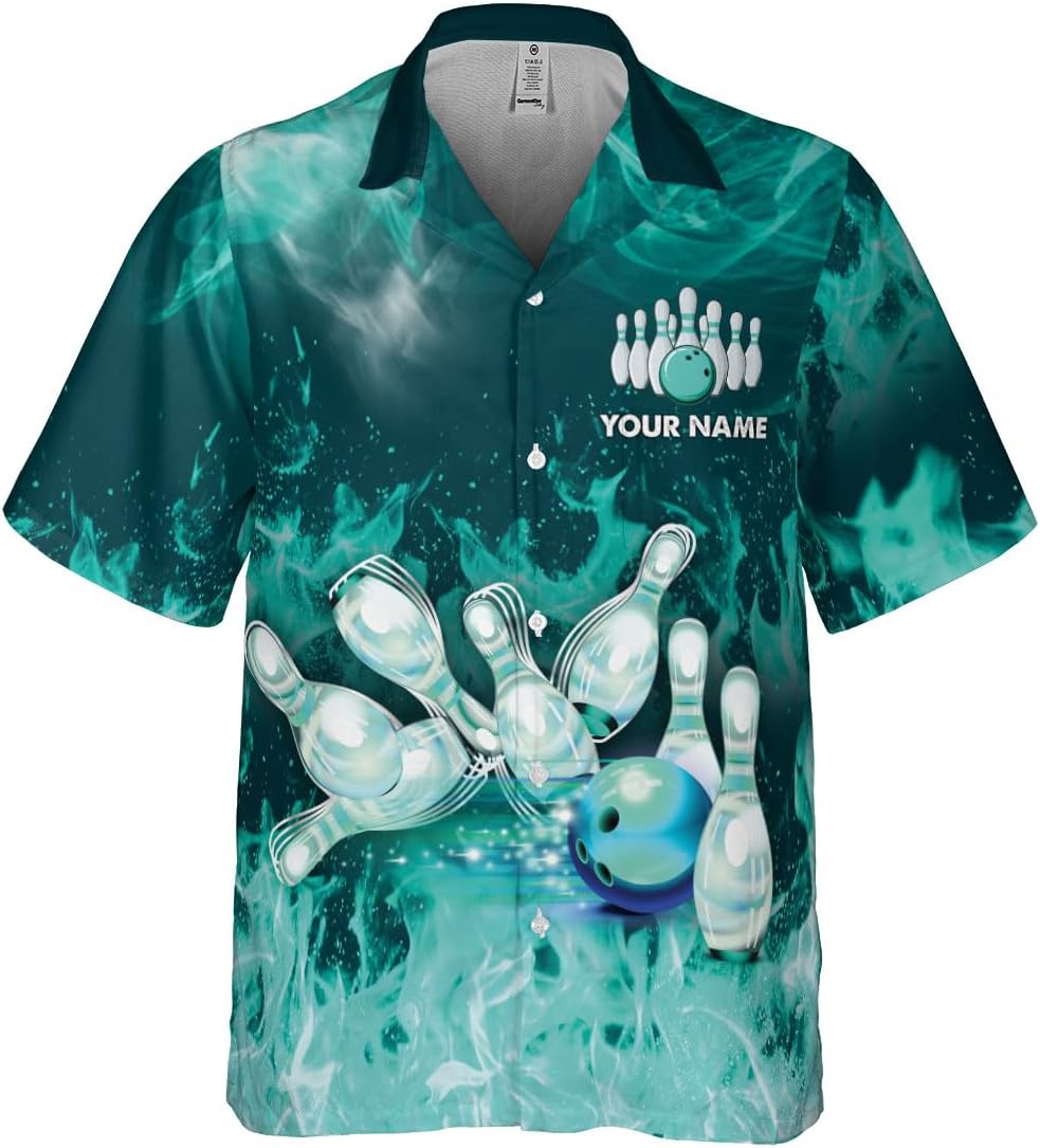 Pretyprints Custom Bowling Hawaiian Shirt 3D Men Women Personalized Button Down Short Sleeve Team Gifts Lover