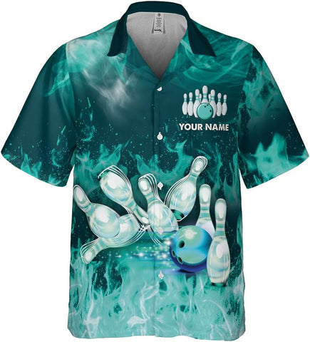 Pretyprints Custom Bowling Hawaiian Shirt 3D Men Women Personalized Button Down Short Sleeve Team Gifts Lover