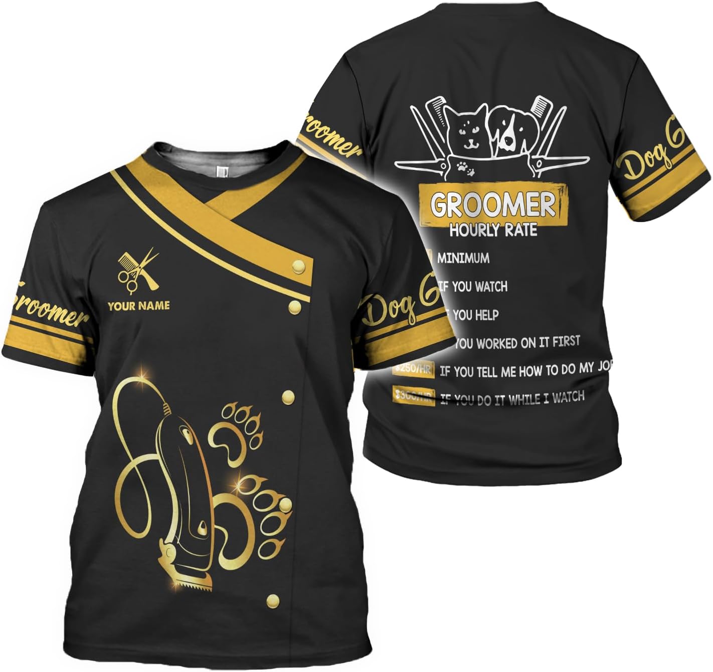 Mostprints Personalized Name Dog Groomer Shirt 3D, Funny Dog Groomer Apparel Shirts, Dog Groomer Gifts for Men and Women