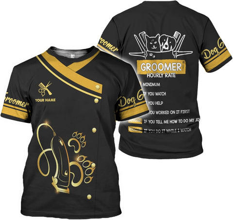 Mostprints Personalized Name Dog Groomer Shirt 3D, Funny Dog Groomer Apparel Shirts, Dog Groomer Gifts for Men and Women