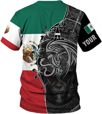 Mostprints Personalized Name Mexican Shirts 3D Customized Mexico Shirt US Flag, Mexican Shirts for women Unisex