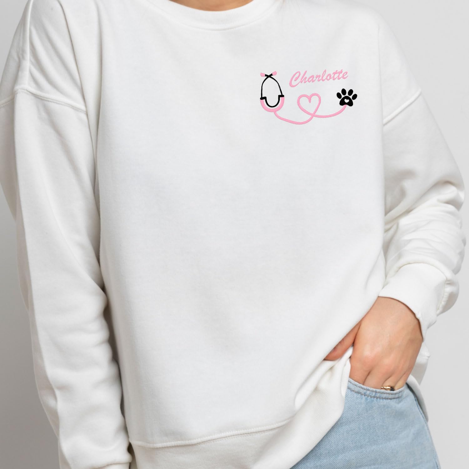 Personalized Veterinarian Embroidered Sweatshirt, Custom Vet Tech Shirt, Veterinary Technician Week Gifts, Veterinary Gifts