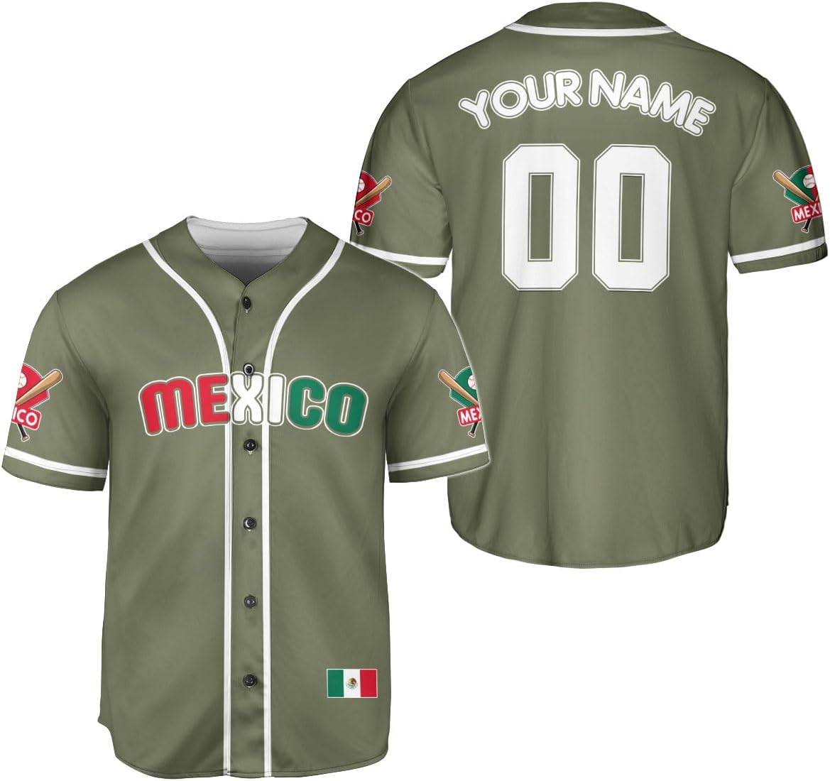RoyalBro Personalized Mexico Baseball Jersey, Mexican Jersey for Men & Women, Mexican Flag Jersey, Mexico Shirt Camisas