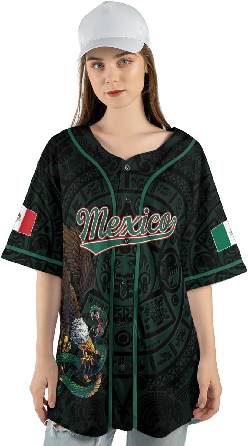 RoyalBro Personalized Mexico Baseball Jersey, Mexican Jersey for Men & Women, Mexican Flag Jersey, Mexico Shirt Camisa