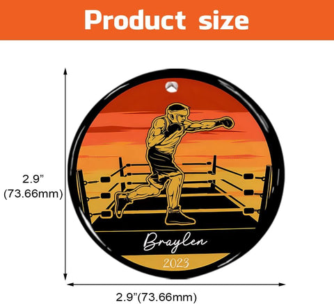 Tinoshop Personalized Boxing Ceramic Ornament, Boxing Gloves Christmas Light Ornament, Custom Boxing Ornament, Kick Boxing Ornament, Gift for Boxing Lovers, Boxer Ornament Gift for Boxing Lovers ON417