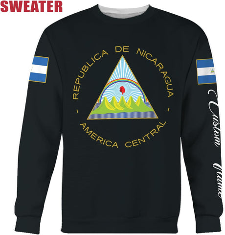Vybonz Personalized Nicaragua APO Hoodie, Nicaraguan Pride Nicaragua Flag 3D Zip Hoodie Sweatshirt Tshirt Men and Women