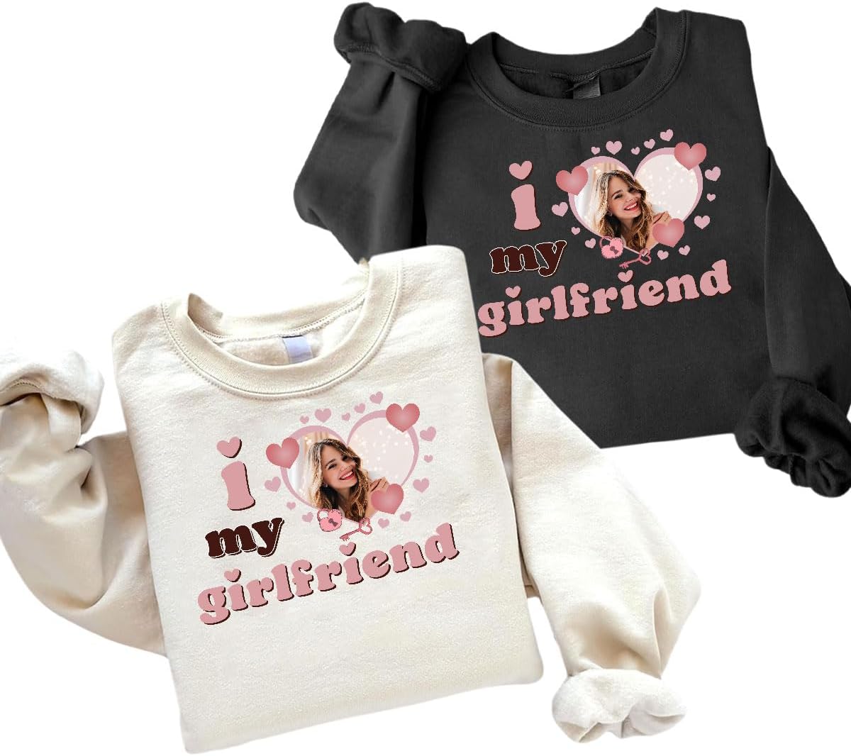Personalized I Love My Girlfriend Custom Photo Shirt I Love My Boyfriend Gifts for Men, Women Valentine, Birthday Shirt Gift