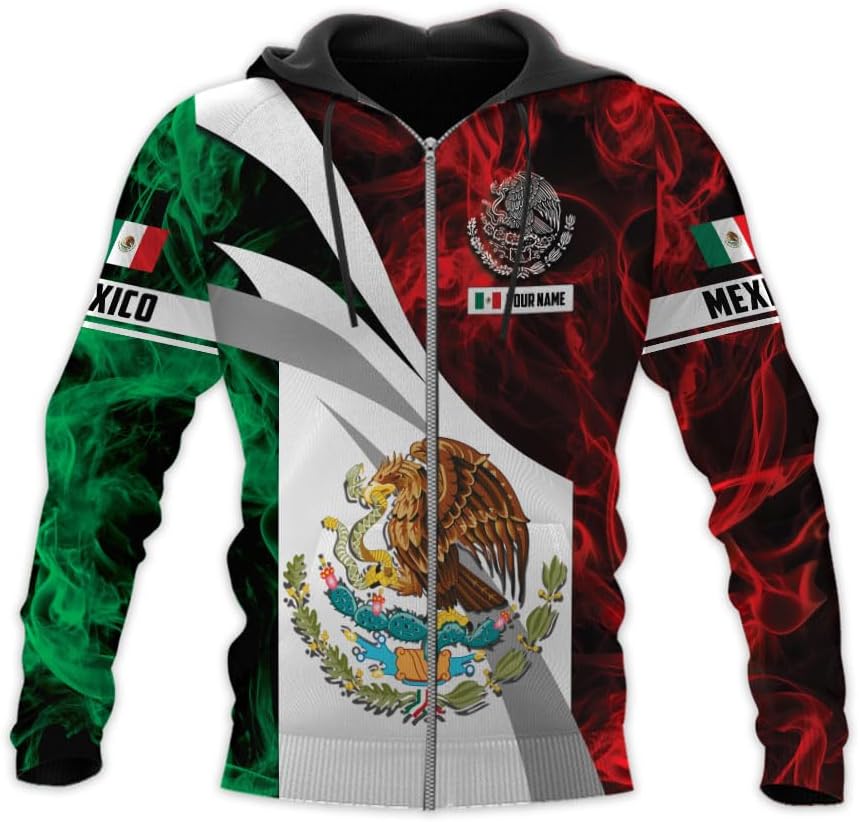 HomeDesign Custom Mexico Shirts Personalized Name Mexican 3D Flag Shirt for Men Women Aztec Unisex US Eagle Pride Camisas