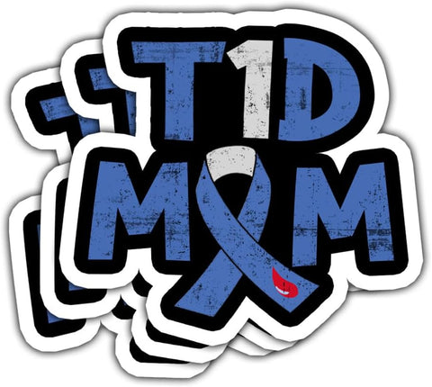 3Pcs T1D Mom Awareness Type 1 Diabetes Sticker Funny Type One Diabetes Gift Diabetes Awareness Stickers Type 1 Diabetes Stickers T1d Awareness Ribbon Decal for Laptop Bottle Phone Car Hardhat 3"