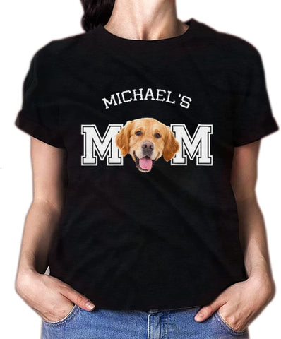 Personalized Dog Mom Shirt Sweatshirt Hoodie with Photo Names Puff Letters Gifts for Women Dog Lovers Christmas Mother's Day