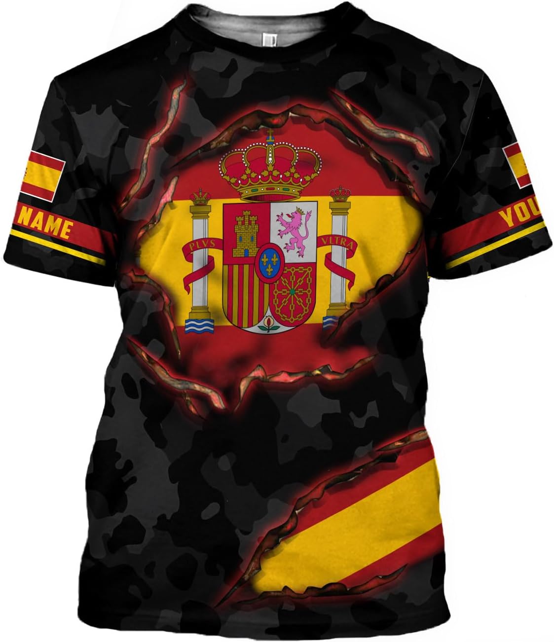 Ligthuy Personalized Name Spain Shirt 3D, Custom Spainish Shirt Flag for Men and Women, Italia Shirt Soccer Unisex Size
