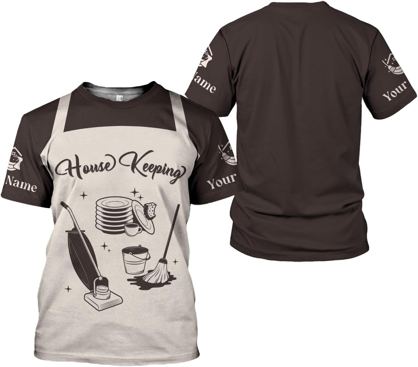 Personalized Housekeeping Shirts, Custom Cleaning Uniforms for Women 3D Cleaning Service Gifts Housekeeper Shirt Clean Lady