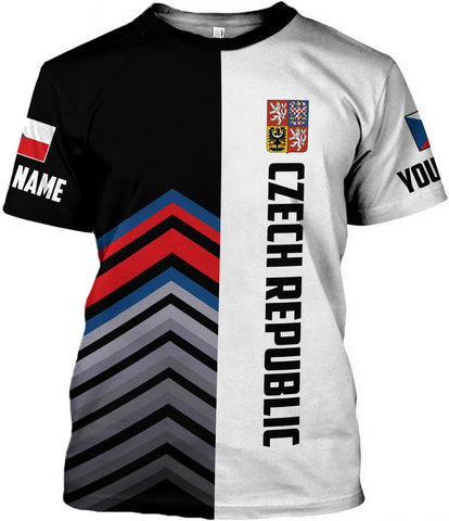 Personalized Czech 3D Shirts, Czechoslovakian T-Shirts, Czech Republic Flag Pride Shirt Unisex, Gifts for Czechs (CZ 6)