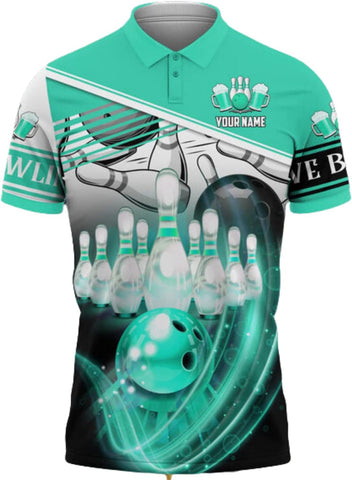 Intenprints Custom 3D Bowling Polo Shirts Personalized Jersey Men Women Team Name Unisex Bowling Shirt Jerseys