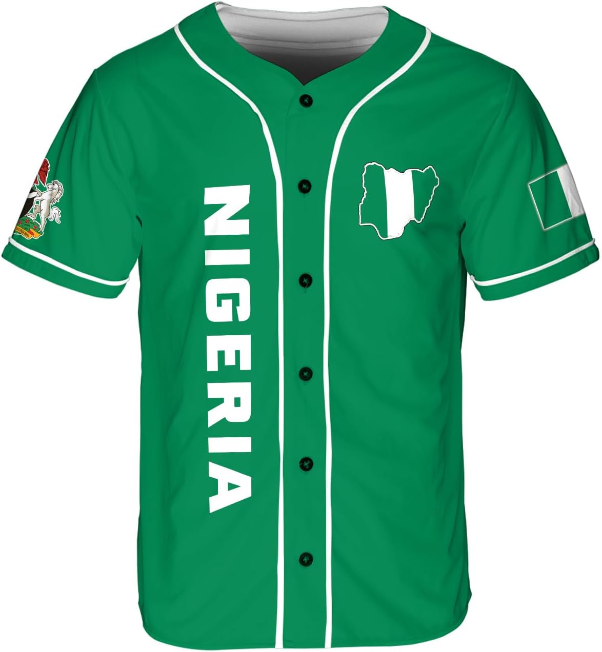 AOVL Personalized Nigeria Baseball Jersey Nigerian Flag Jersey Shirts Nigeria Flag Nigerian Pride Gift T-Shirt Nigerian Pride