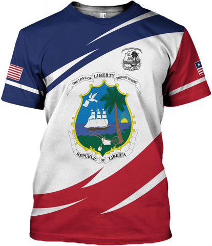 MoonArt Personalized Liberia Shirts Liberian Coat of Arms Flag Liberia 3D Shirts Liberia Liberian Pride Gift
