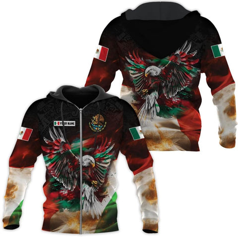 HomeDesign Custom Mexico Shirts Personalized Name Mexican 3D Flag Shirt for Men Women Aztec Unisex US Eagle Pride Camisas