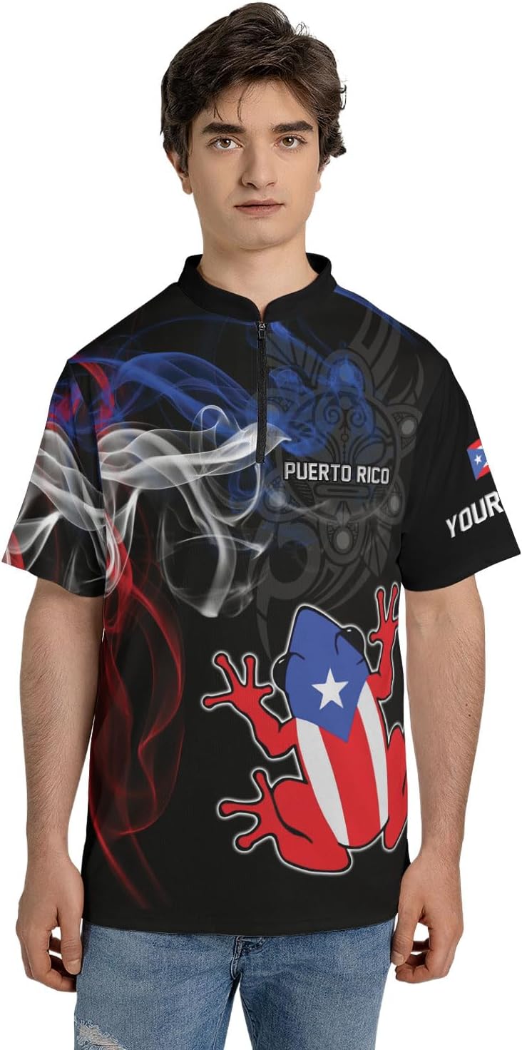 Artparel Personalized Puerto Rico AOP Bowling Jersey Puerto Rico Shirt 3D Puerto Rico Shirt for Men Women Puerto Rican Jersey