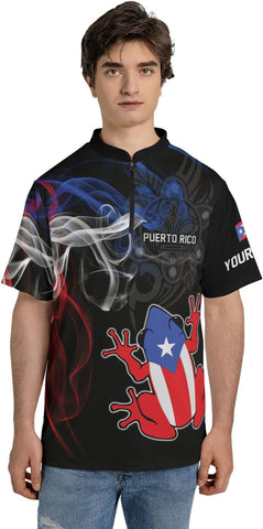 Artparel Personalized Puerto Rico AOP Bowling Jersey Puerto Rico Shirt 3D Puerto Rico Shirt for Men Women Puerto Rican Jersey