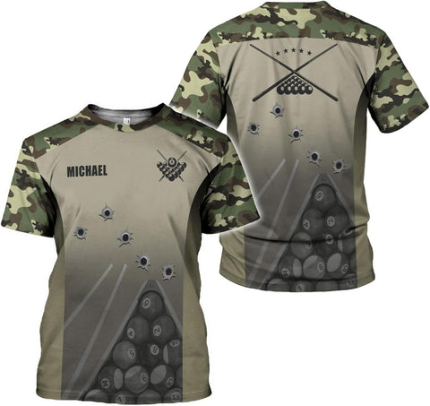 MoonArt Personalized Billiard Shirts 3D Billiard Shirt Custom Billiard Flag Shirt Men's Pool Billiards Shirt 8 Ball Men Women