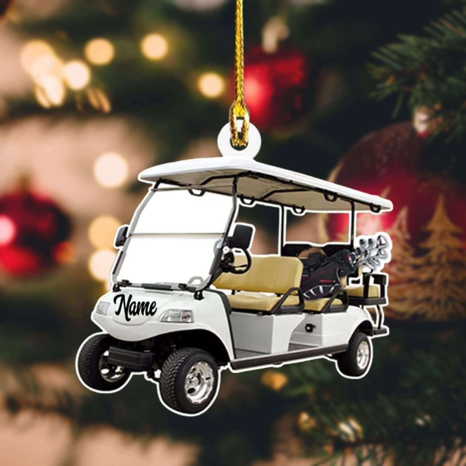 mostprints Personalized Golf Ornament Custom Golfer Ornaments Golf Christmas Ornaments Gifts for Golfer Golf Bag Golf Cart Golfcart Golf Ball Ornament Christmas Hanging Ornament (Style 5)