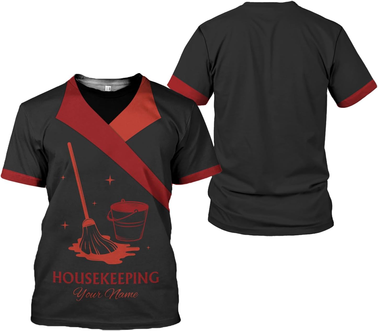 Personalized Housekeeping Shirts, Custom Cleaning Uniforms for Women 3D Cleaning Service Gifts Housekeeper Shirt Clean Lady