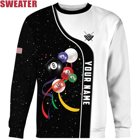 Pretyprints Personalized 3D Billiard Shirt Custom Name Men Women Team Apparel Pool 8 Ball Flag Tshirt Billiards Shirts Gift