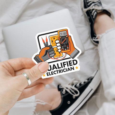 (3PCS) Qualified Electrician Funny Sticker, Certificate Toolbox Design, Die Cut Waterproof Vinyl Decal for Laptop, Water Bottle, Car, Phone, Window, Helmet, Notebook, Lineman Wireman Gift 3 Inch