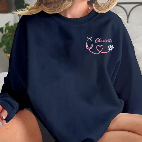 Personalized Veterinarian Embroidered Sweatshirt, Custom Vet Tech Shirt, Veterinary Technician Week Gifts, Veterinary Gifts