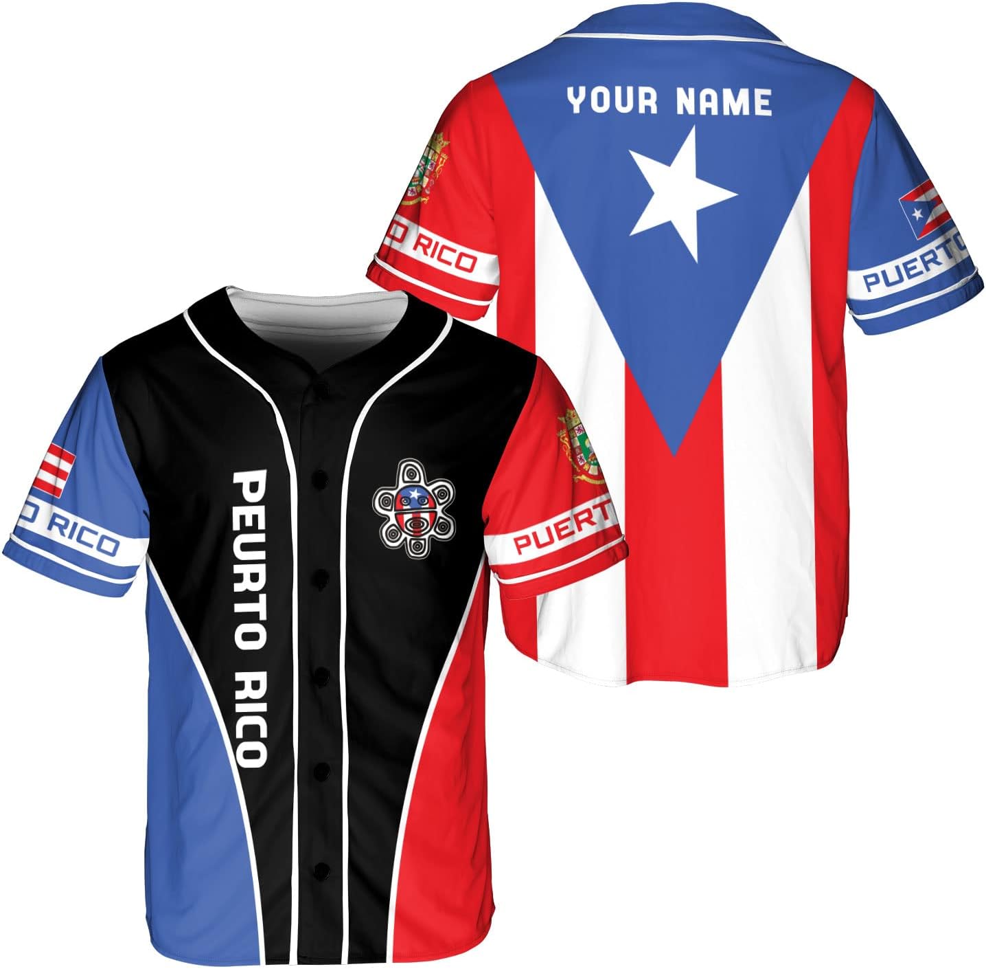 Mostefy Personalized Puerto Rico Baseball Shirt, Customized Team Name Puerto Rican Baseball Jersey for Men and Women S-5XL