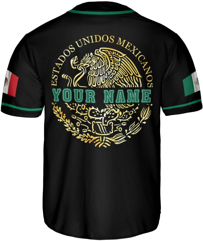 Mostefy Custom Mexico Baseball Jerseys Mexican Eagle & Flag Shirt for Teams, Mexico Shirts for Men & Women Size S-5XL