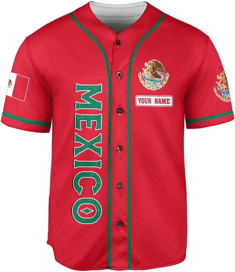 RoyalBro Personalized Mexico Baseball Jersey, Mexican Jersey for Men & Women, Mexican Flag Jersey, Mexico Shirt Camisas