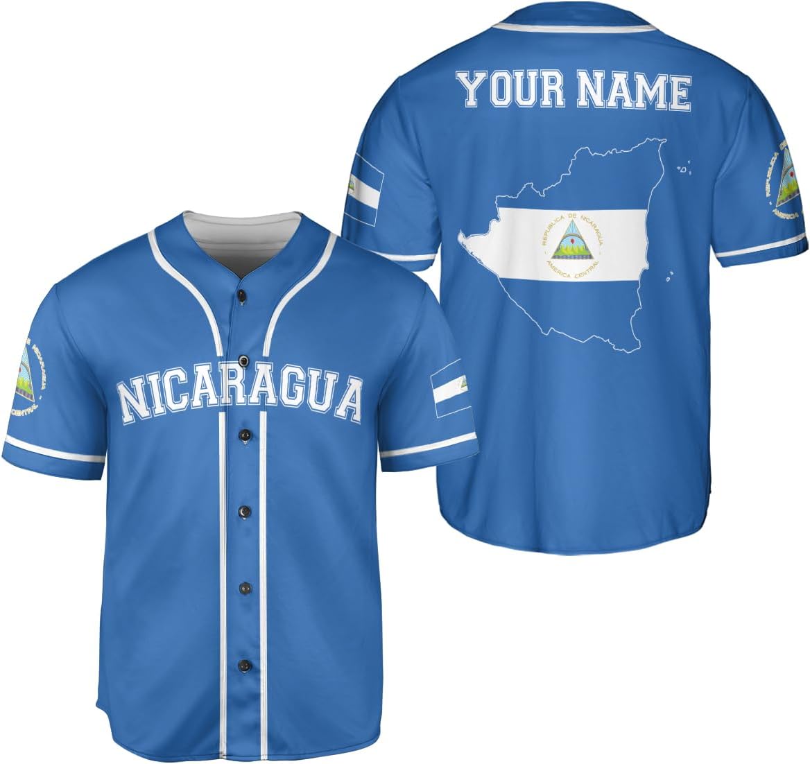 Personalized Nicaragua Baseball Jersey, Custom Nicaragua Baseball Jersey for Men & Women, Nicaraguan Camisas Shirt