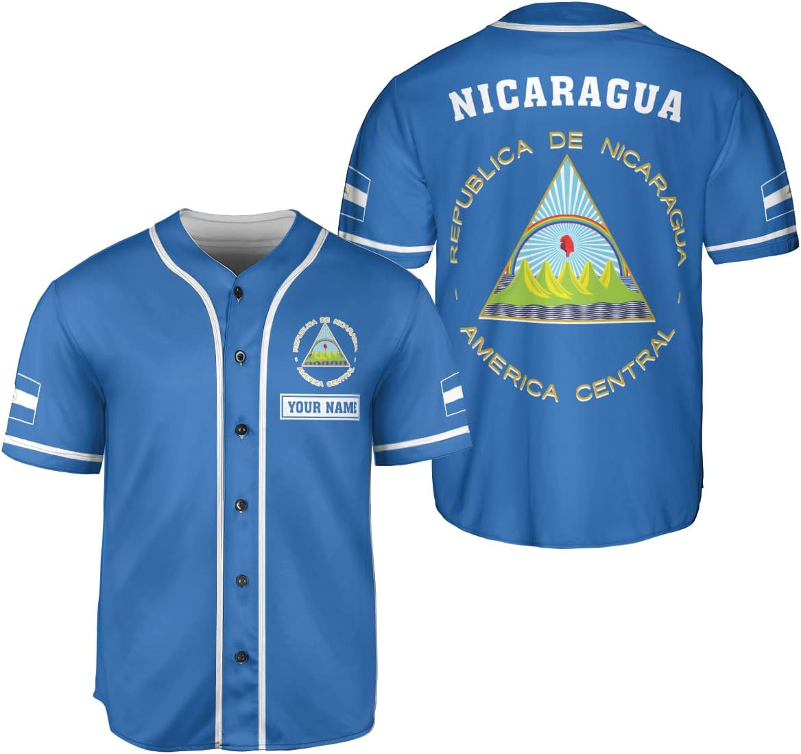 Leeprints Personalized Nicaragua Baseball Jersey Shirt Name Nicaraguan Baseball Jersey for Men & Women Nicaraguan Camisas
